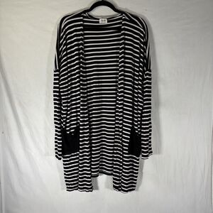 Texas True Threads Black White Striped Open Front Cardigan X-Large